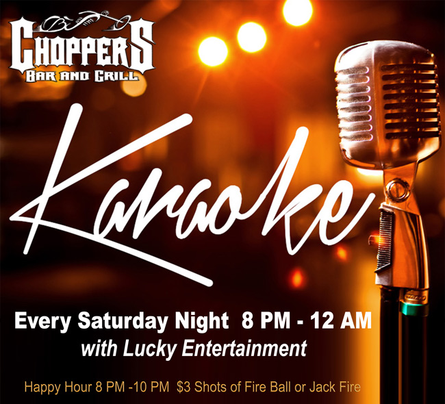 Saturdays just got better! Karaoke is back! Every Saturday night 8pm till Midnight. Lucky Entertainment is hosting. $3.50 Bombs (Jagermeister or Dr flavors). Happy Hour 8pm-10pm $3 Shots of Fire Ball or Jack Fire