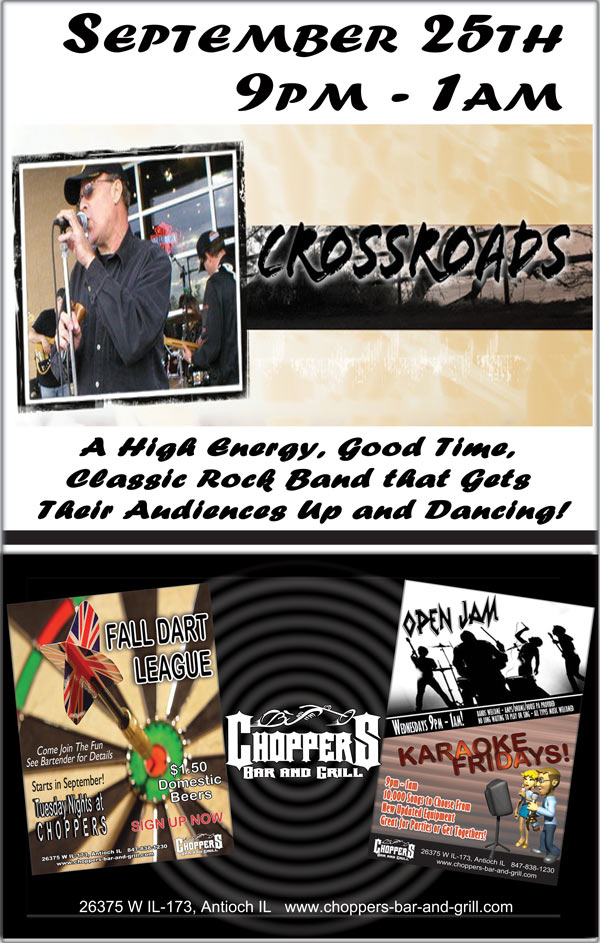 Crossroads Band September 18th at Choppers Bar and Grill