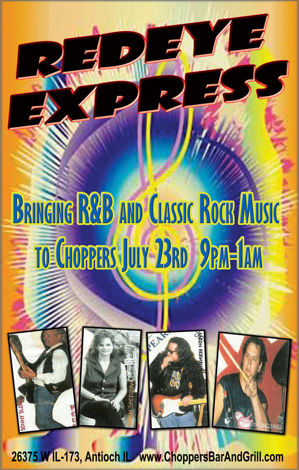 Redeye Express Band July 23 at Choppers Bar and Grill