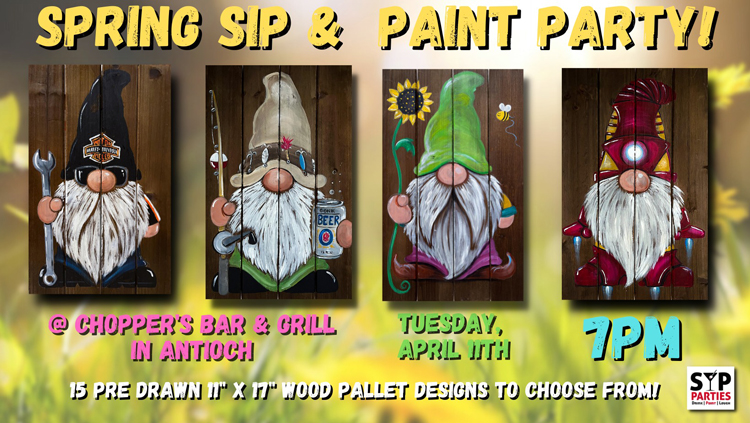 Join us for this fun Spring activity. SIP Parties is a unique twist on your typical SIP & Paint party experience! Enjoy a lively performance that brings humor and audience interaction to detailed art instruction.  Whether you’re looking to do a girls night out or enjoy a date night with the hubby, this is a perfect local activity.